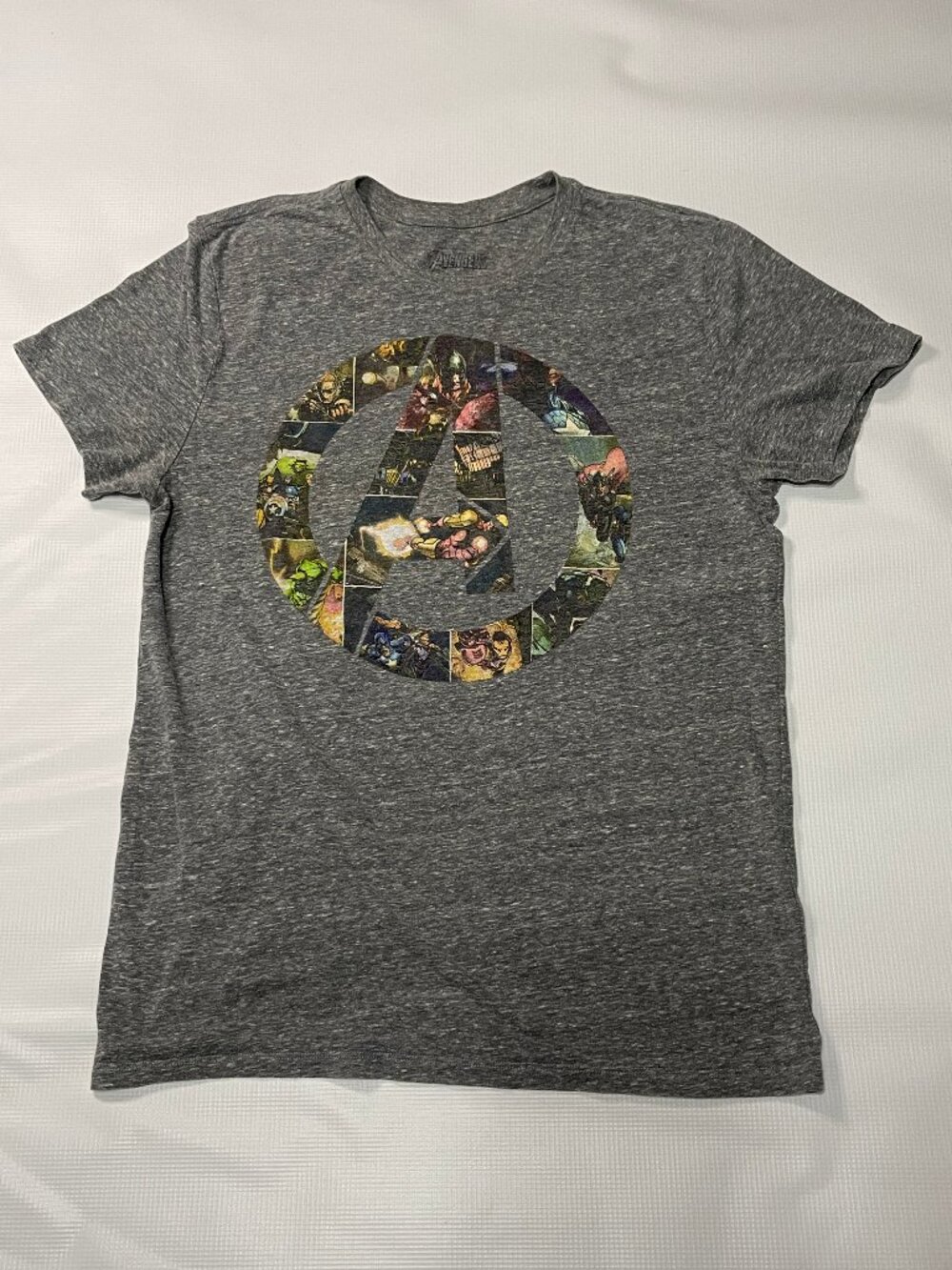 Marvel Avengers A Logo Comic Collage Graphic T-Shirt, Grey Multi, Men's L
